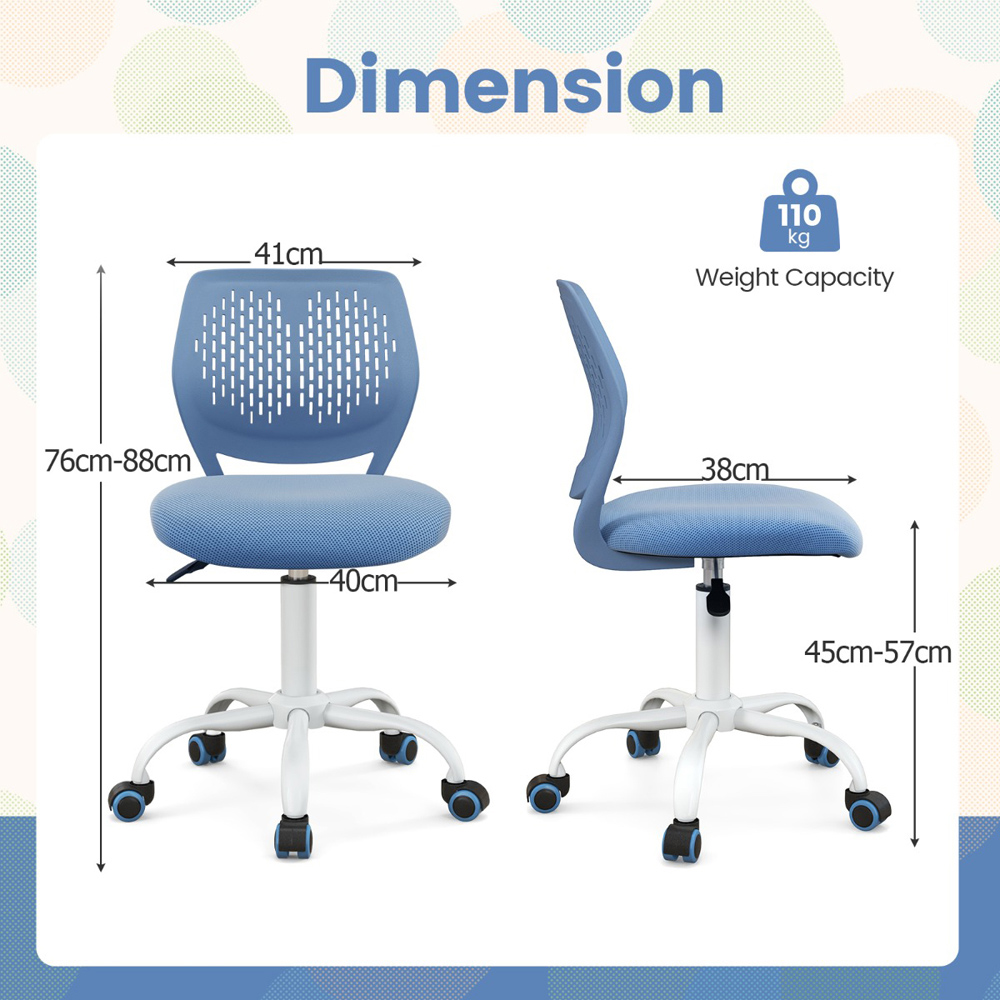 Costway Blue Ergonomic Children Study Chair Image 9