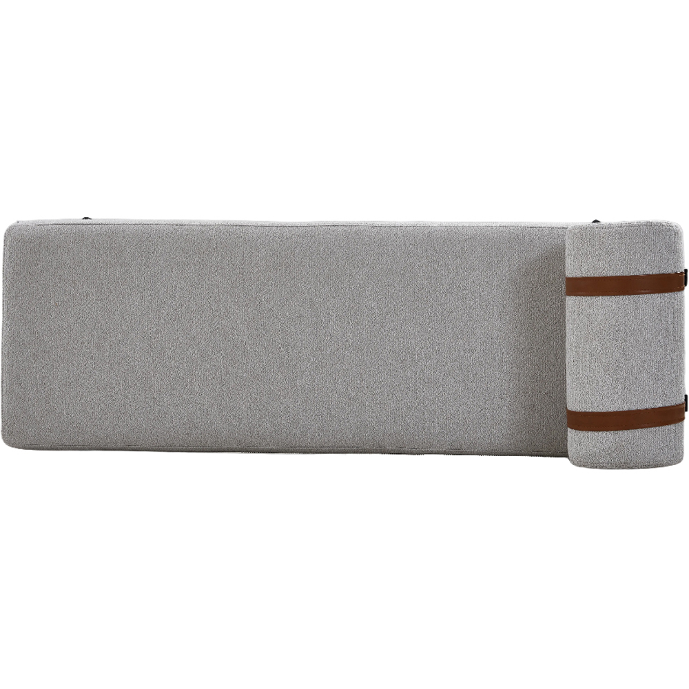 Living and Home 2 Seater Light Grey Cylindrical Bolster Chaise Lounge Bench Image 4