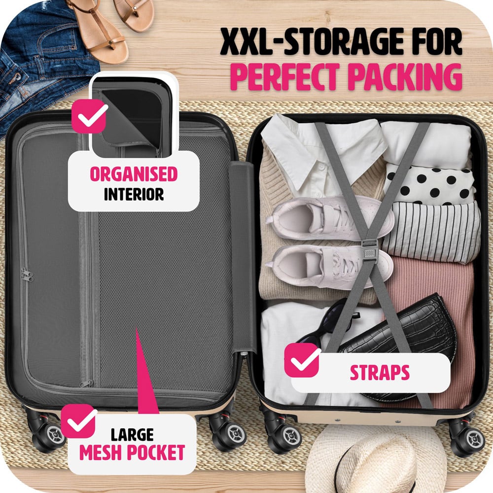 Tectake Set of 3 Champagne Hard Shell Travel Suitcase Set with Removable Wheels Image 8
