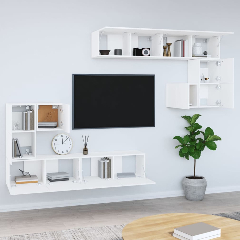 vidaXL 14 Door White Wall Mounted TV Cabinet Image 1