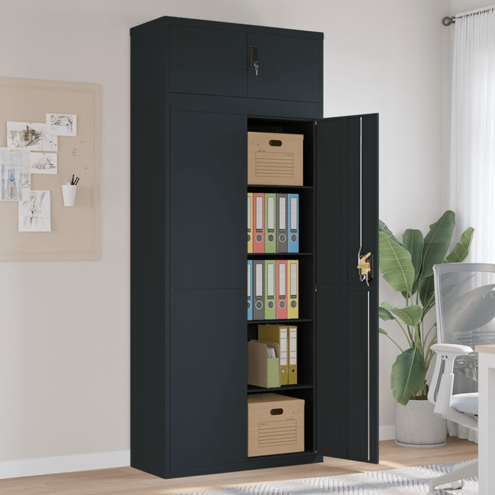 vidaXL 2 Door Anthracite Steel Archive Cabinet Set of 2 Image 1