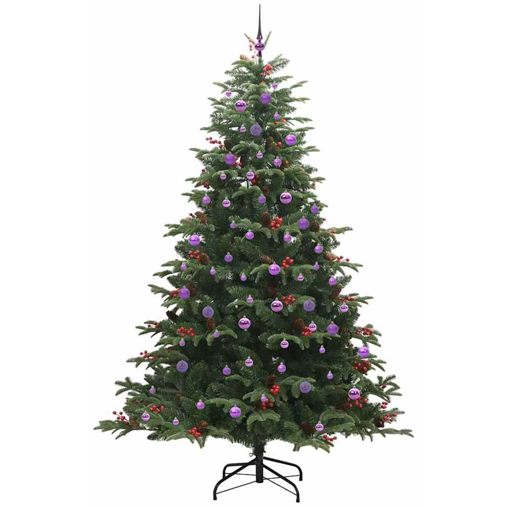 vidaXL Pre-Lit Warm White LED and Lilac Baubles Green Artificial Christmas Tree with Stand 8ft Image 2