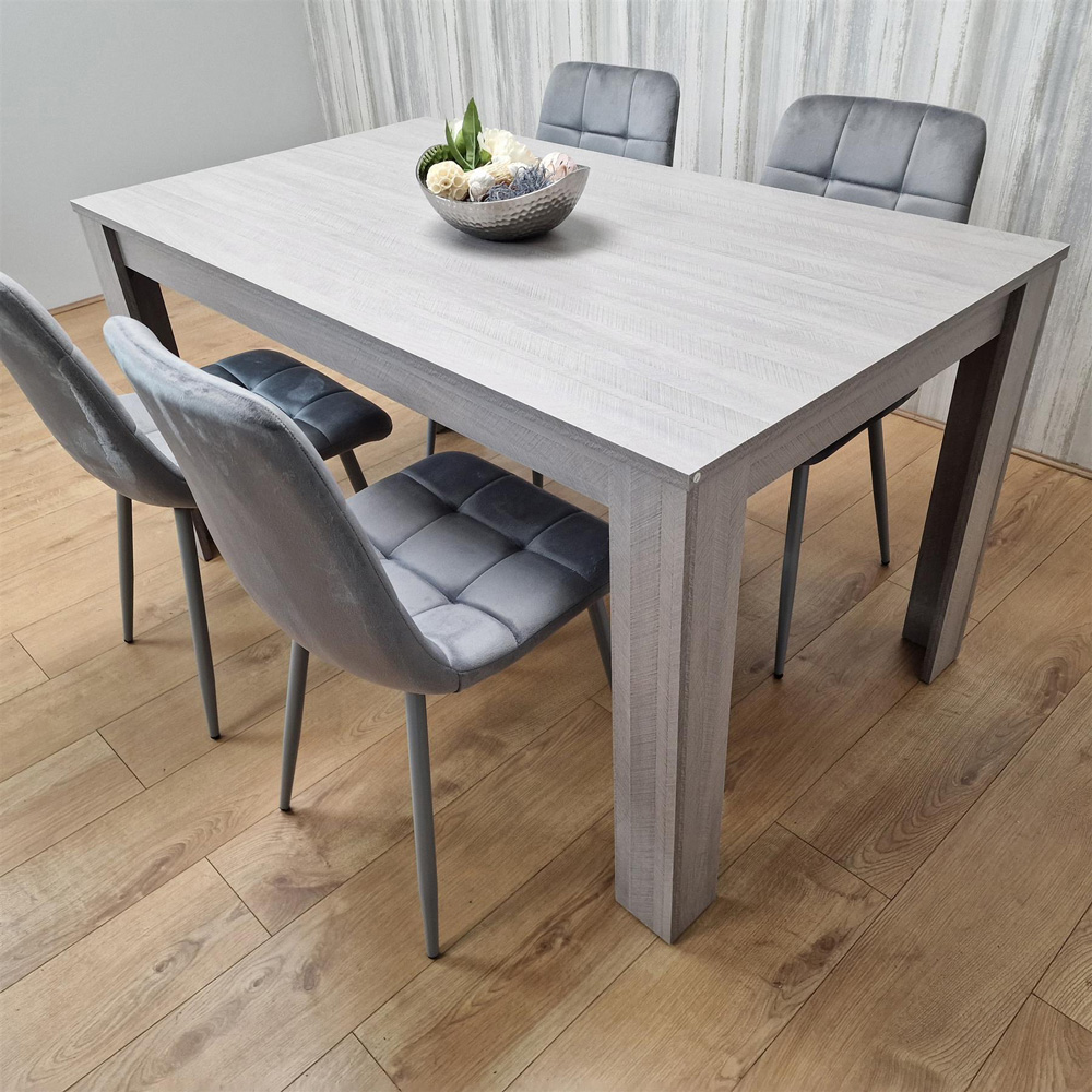 Portland 4 Seater Velvet Dining Set Grey Image 4