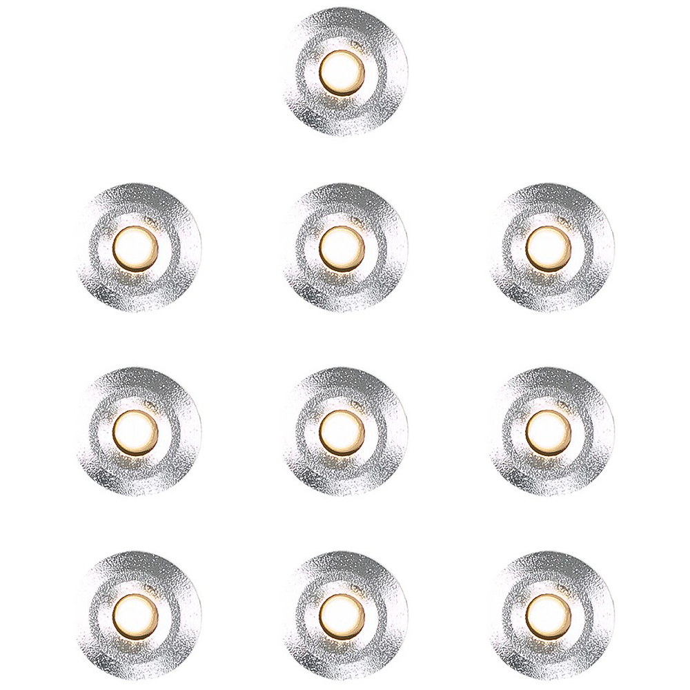 ValueLights 10 Pack Silver Round Warm White LED Decking Kitchen Plinth Light Image 1