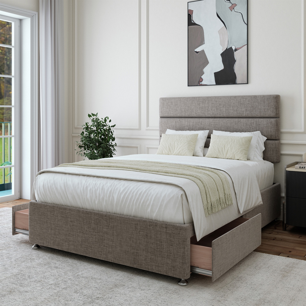 Bedmaster Super King Size Slate Linen 2 Drawer Divan Base Image 2
