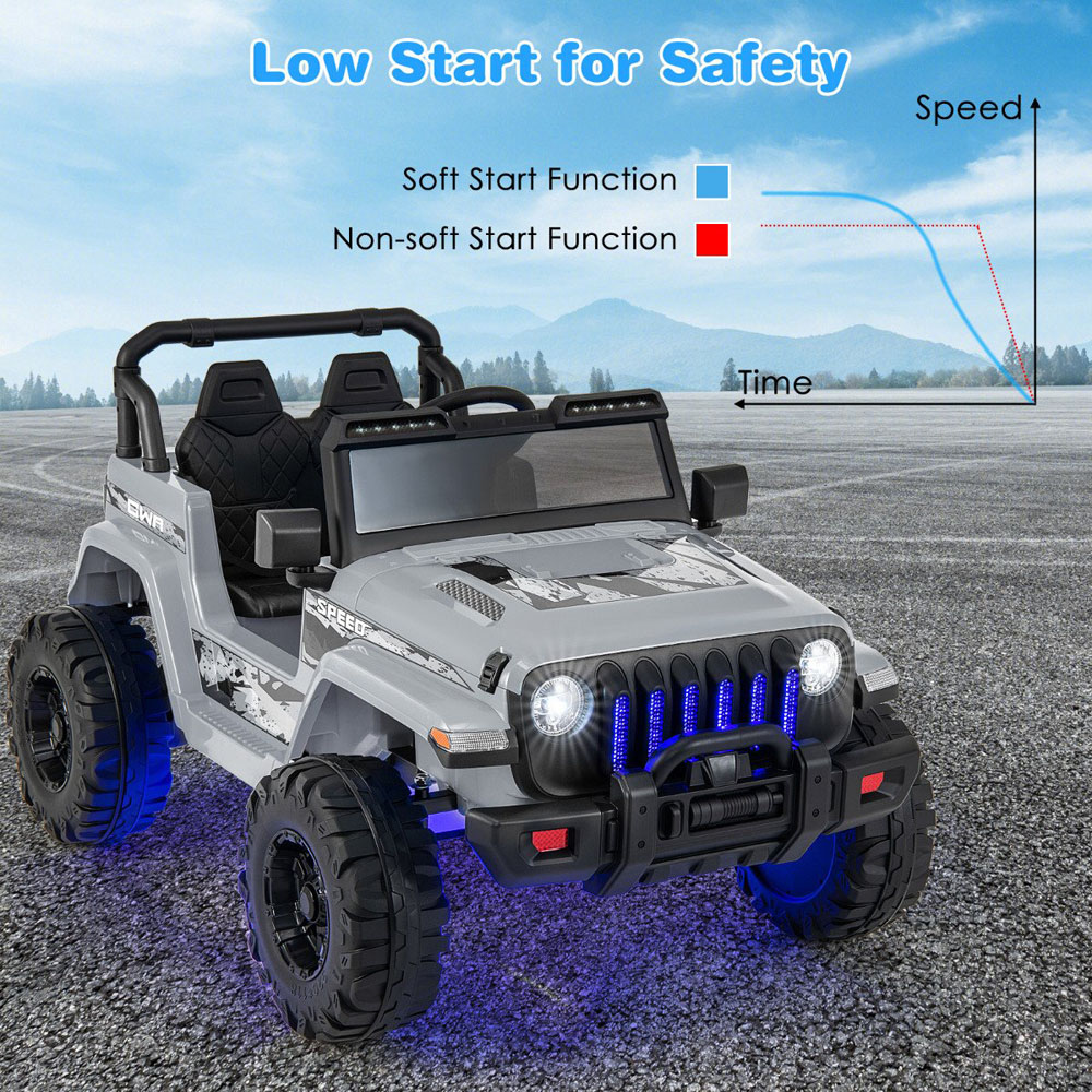 Costway Kids Grey Ride On Truck with 2.4G Remote Control and Music 12V Image 3