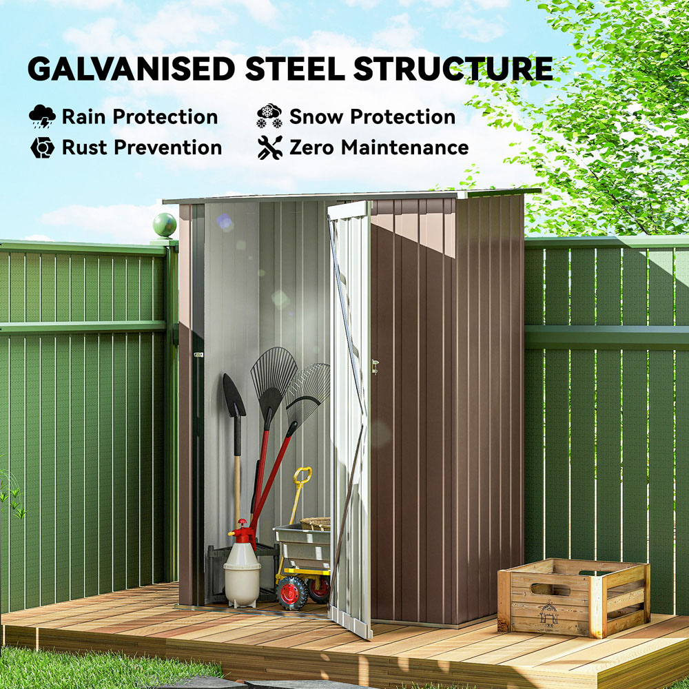Outsunny 4.6 x 3ft Brown Metal Pent Garden Shed Image 5