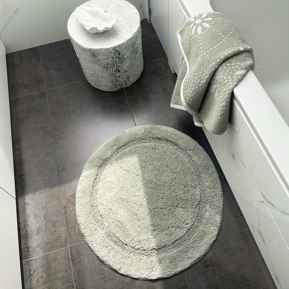 Allure Bath Fashions Cotton Sage Green Sculpted Floral Bath Towel 2 Pack Image 3