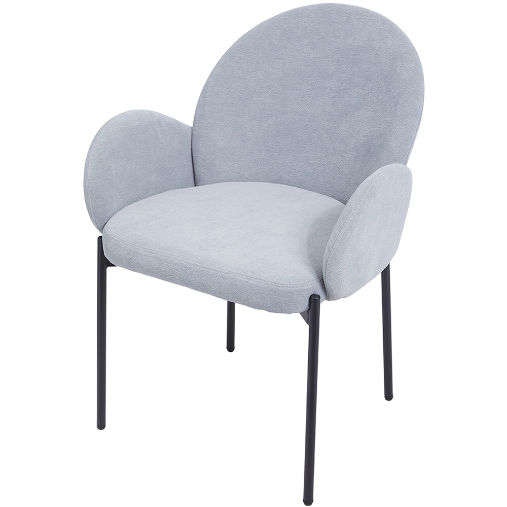 Living and Home Set of 2 Grey Upholstered Teddy Fleece Dining Chair with Armrests Image 2