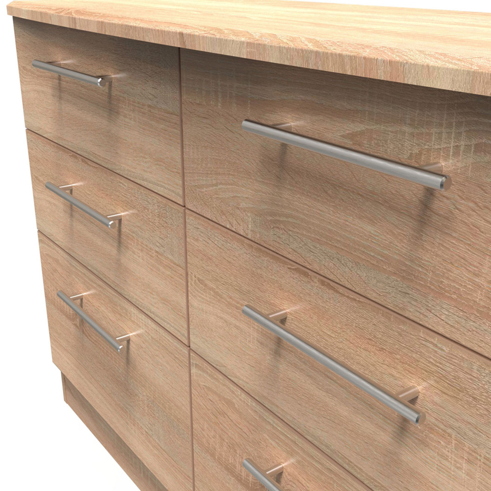 Crowndale Sherwood 6 Drawer Bardolino Oak Wide Midi Chest of Drawers Image 5