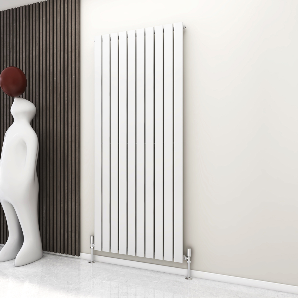 White Panel Radiators White 4402 BTU Single Flat Panel Vertical Column Radiator 1800 x 680mm ...