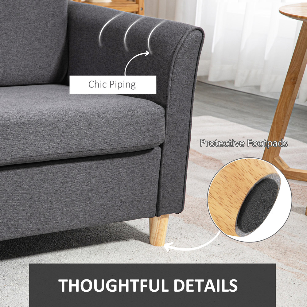 Portland 2 Seater Dark Grey Linen Loveseat Sofa Image 6