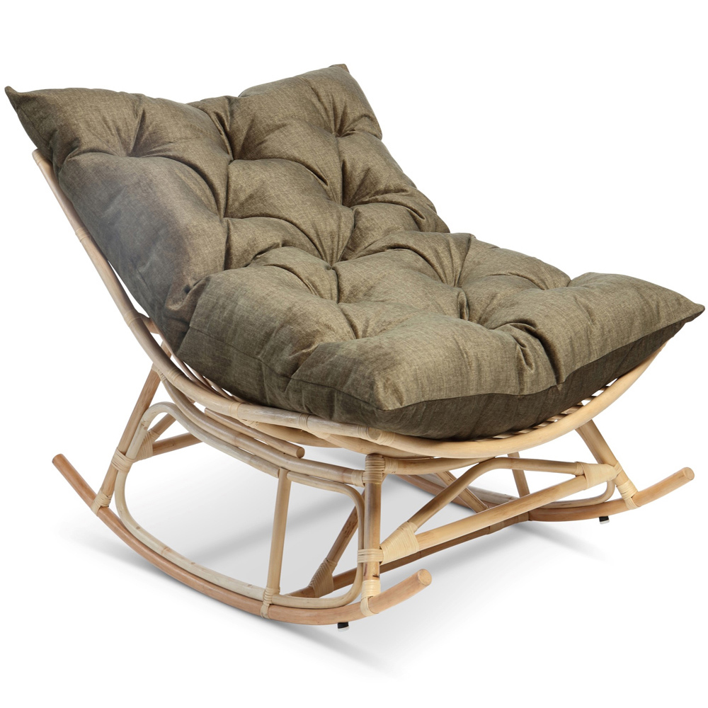 Desser Papasan Olive and Natural Rattan Rocker Chair Image 2