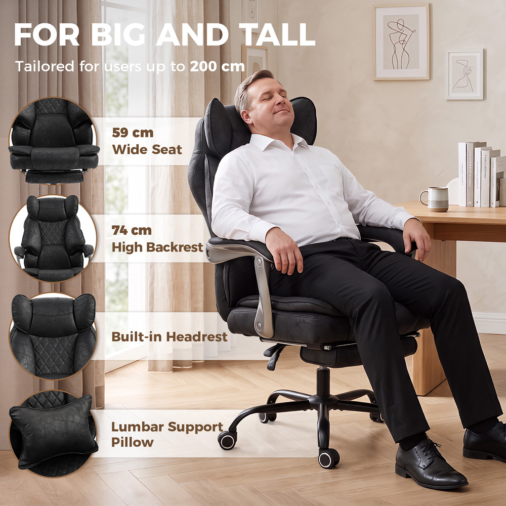 HOMCOM Black Big and Tall Office Chair with Lumbar Support Image 5