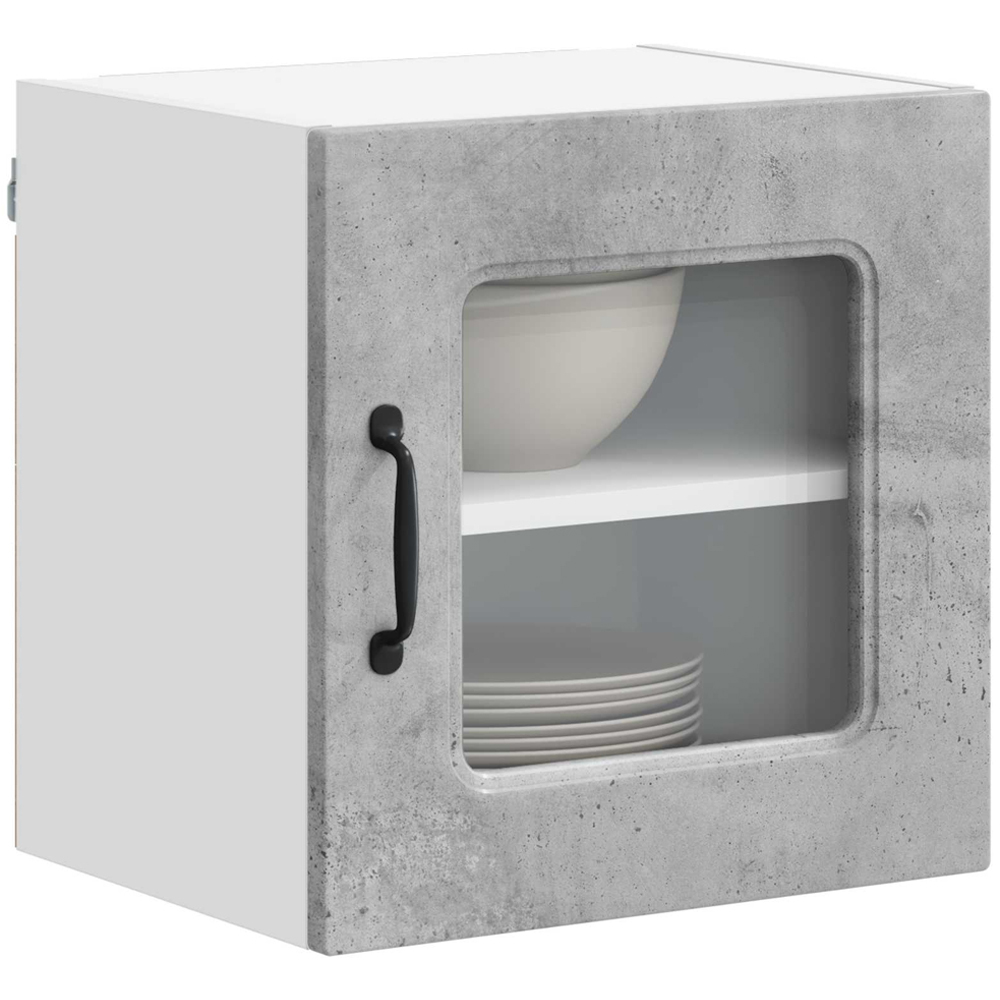vidaXL Kalmar Single Glass Door Concrete Grey Wall Mounted Kitchen Cabinet Set of 2 Image 3