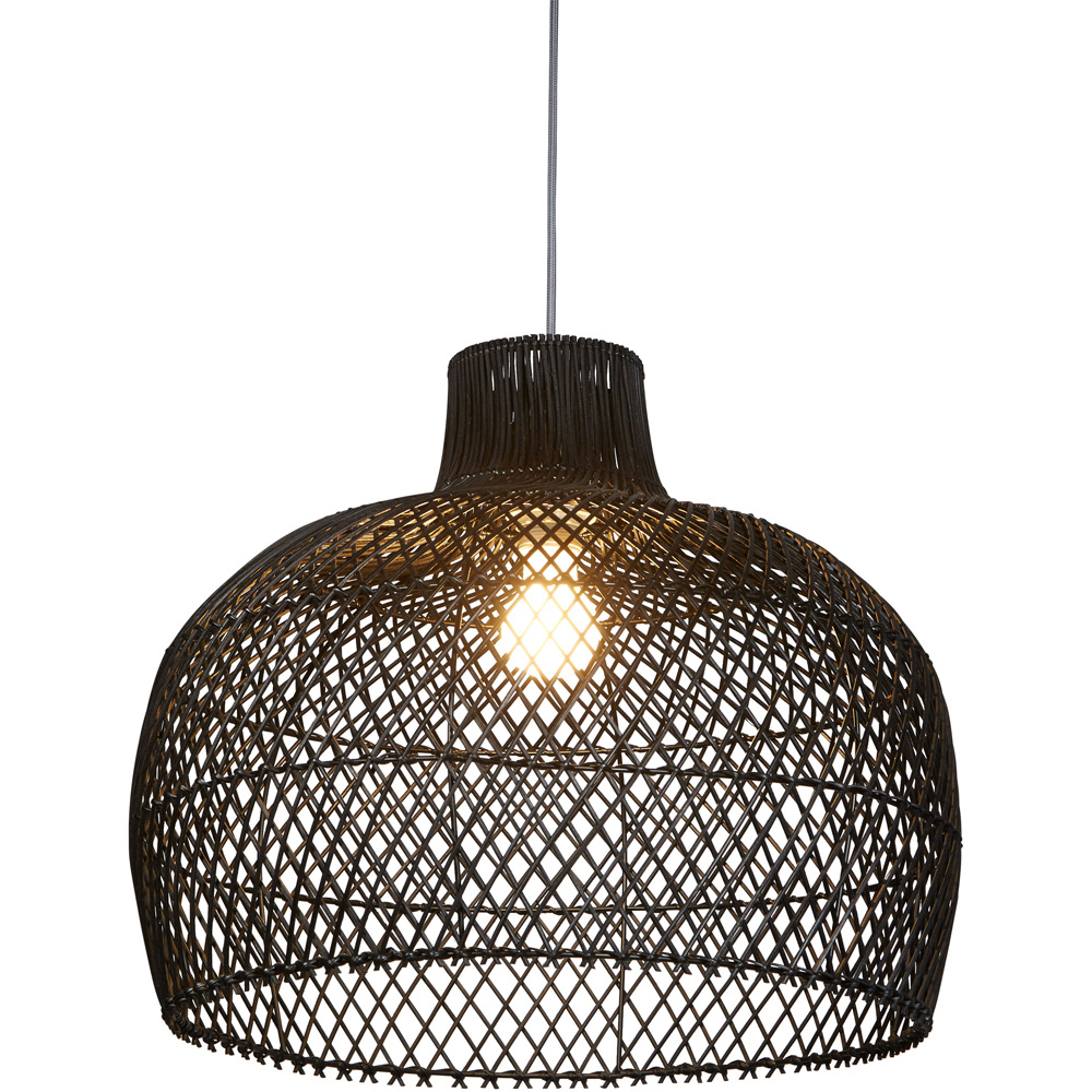 Lighting Collection Tusk Black Rattan Bell Ceiling Lamp Shade Image 3