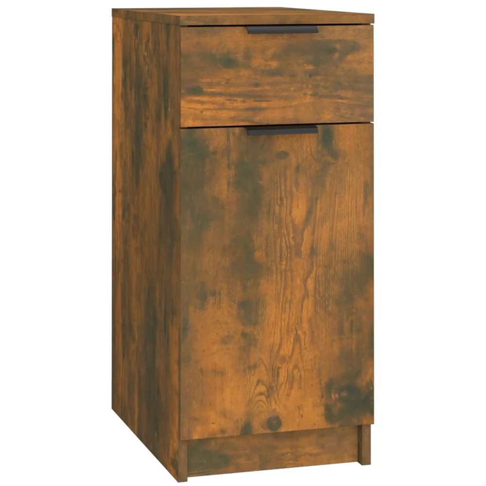 vidaXL Single Door Single Drawer Smoked Oak Desk Cabinet Image 2