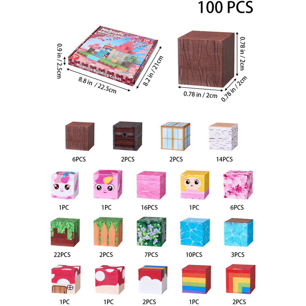 H&O Direct 100 Piece Unicorn Theme Magnetic Pixel Cube Building Blocks Set Image 6