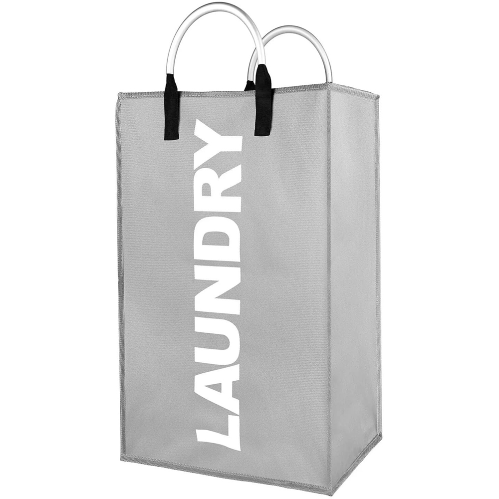 ATEK Light Grey Collapsible Laundry Basket Image 1