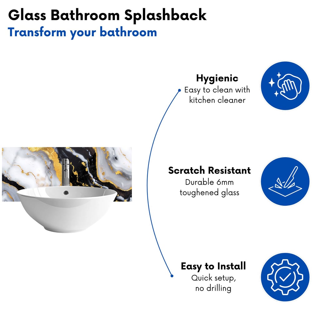 Warren Reed Designer White Backed with Gold Marble Effect Bathroom Splashback 25 x 60cm Image 4