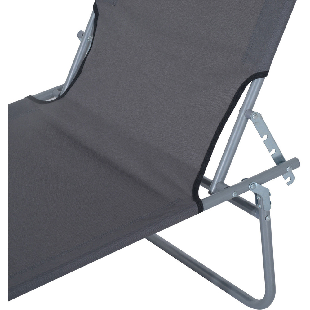 Outsunny Grey Foldable Sun Lounger with Sunshade Awning Image 3
