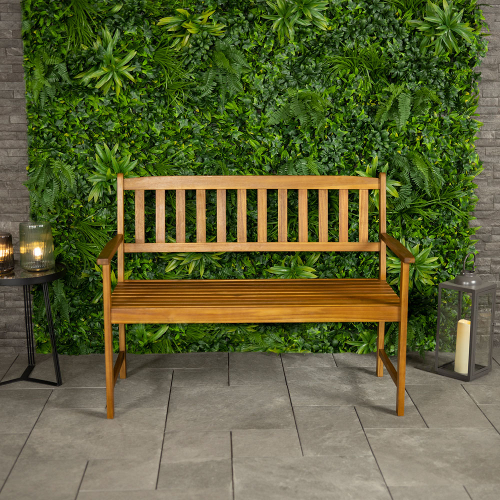 Charles Bentley Brown Wooden Bench Image 8