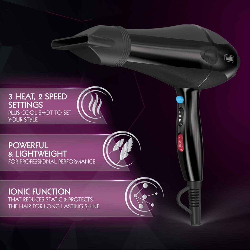 Wahl Ionic Style Black Tourmaline Hair Dryer 2200W Image 3