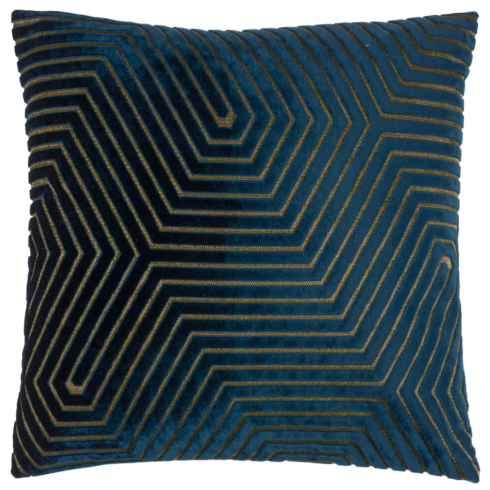 Paoletti Evoke Navy Cut Velvet Cushion Image 1