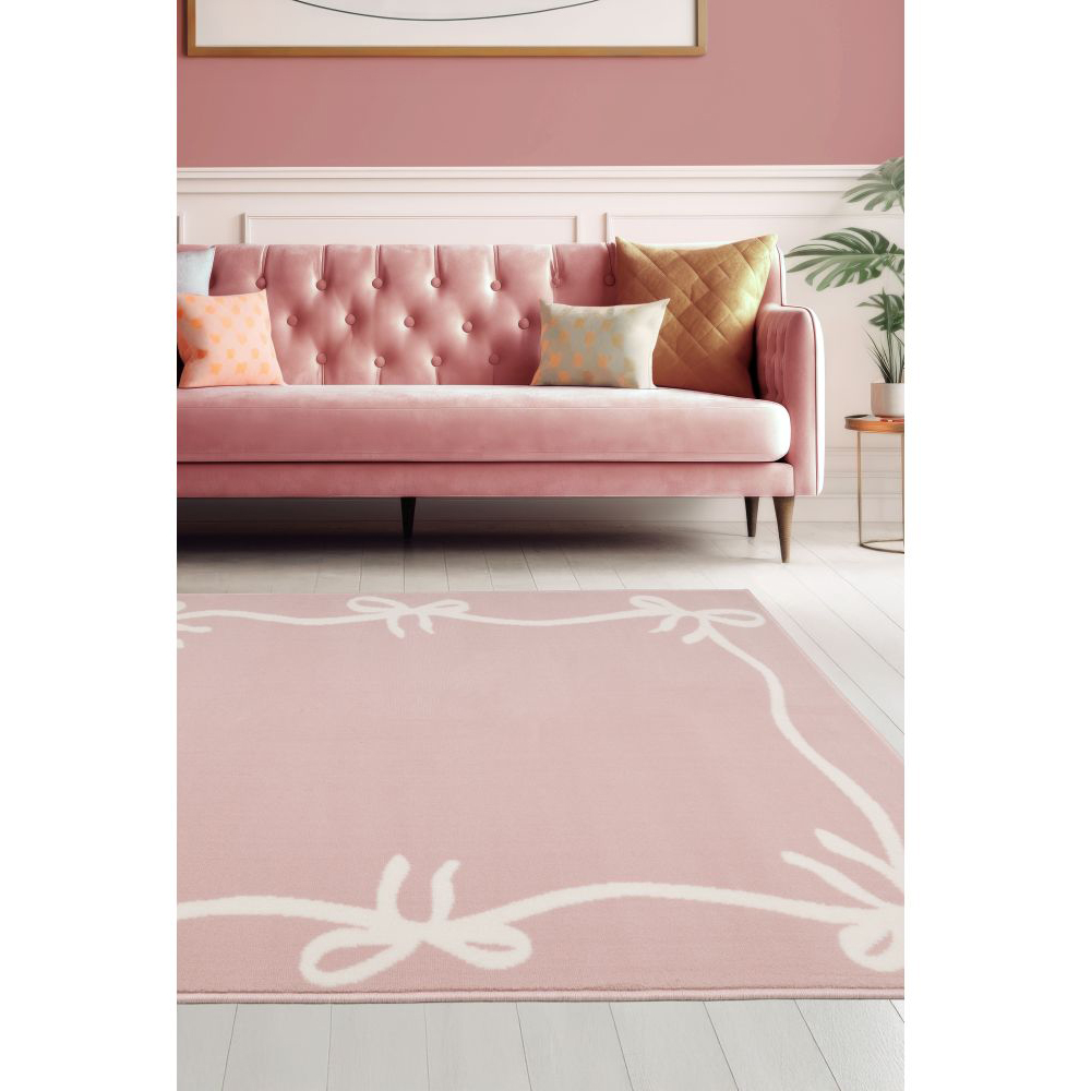 Homemaker Maestro Pink Bow Border Rug 160 x 230cm Image 5