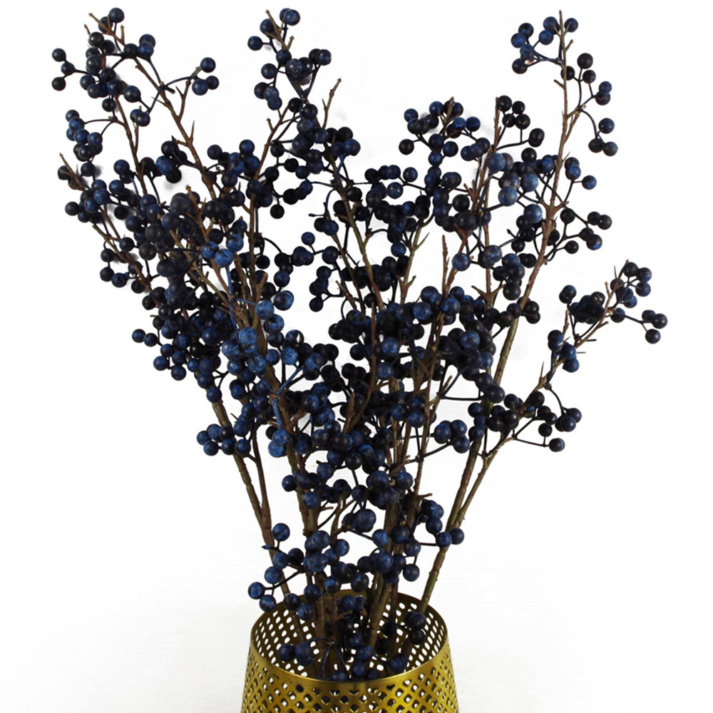 Leaf Berry Branch Blue Pick 70cm 6 Pack Image 4