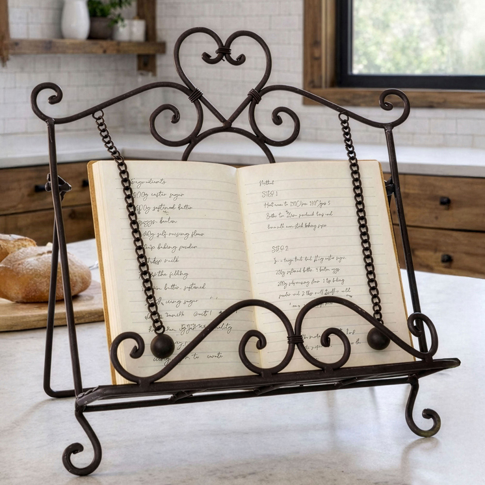 Dibor Amelie Antique Brown Iron Cook Book Stand Image 2