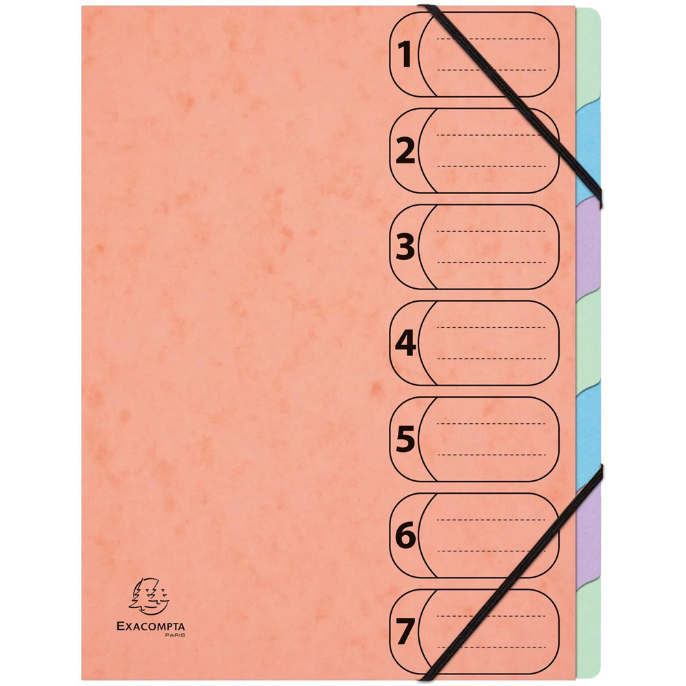 Exacompta Aquarel Harmonika 7 Section Assorted colours A4 Multi Part File 8 Pack Image 3