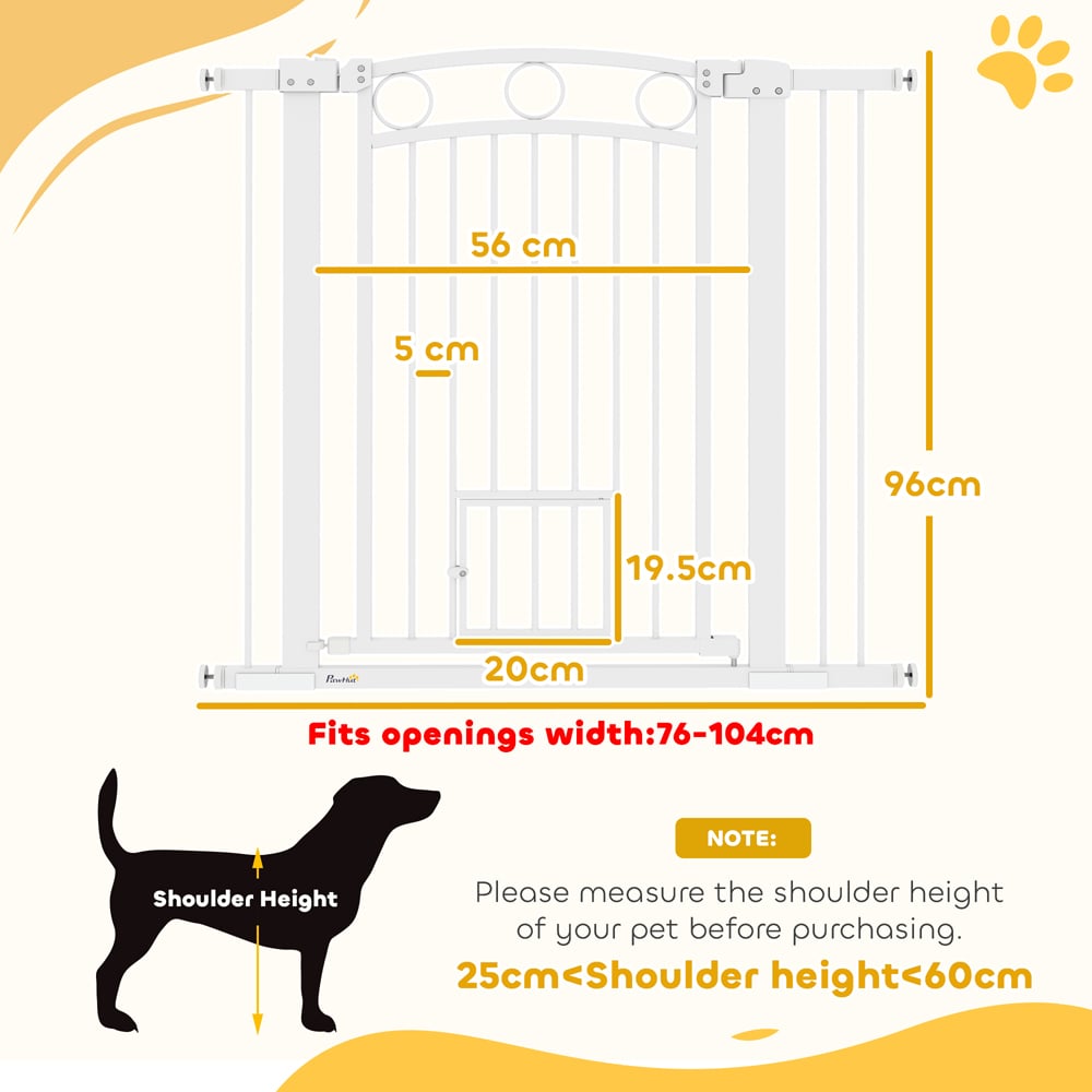 PawHut Tall Stair Gate with Cat Door 96cm Image 8
