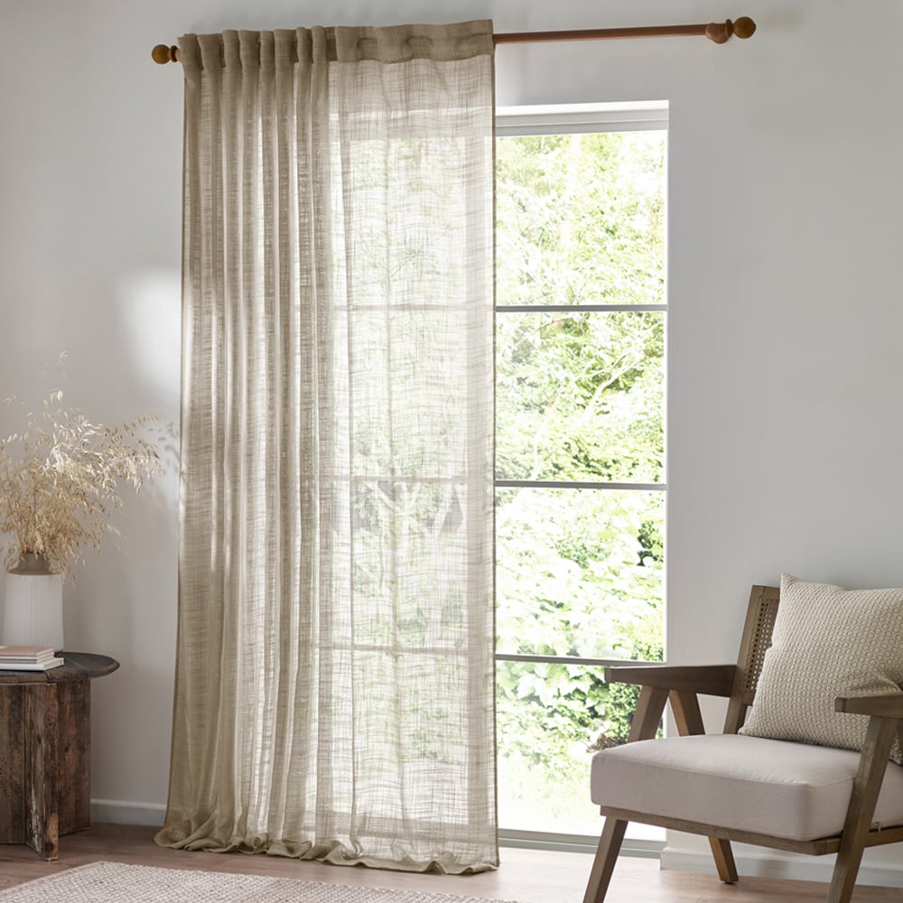 Yard Cirrus Sheer Tab Top Linen Curtain Panel 250 x 290cm Image 1