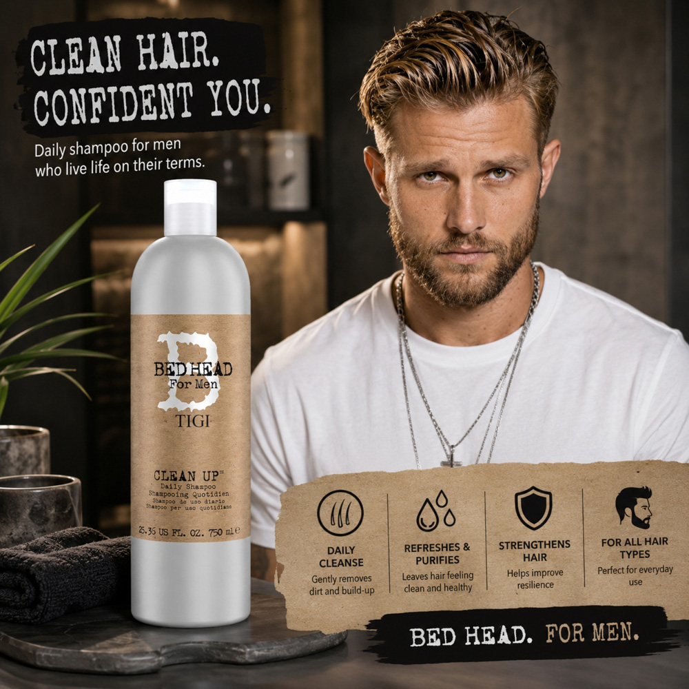 TIGI Bed Head Clean Up Mens Normal Hair Daily Shampoo 750ml Image 5