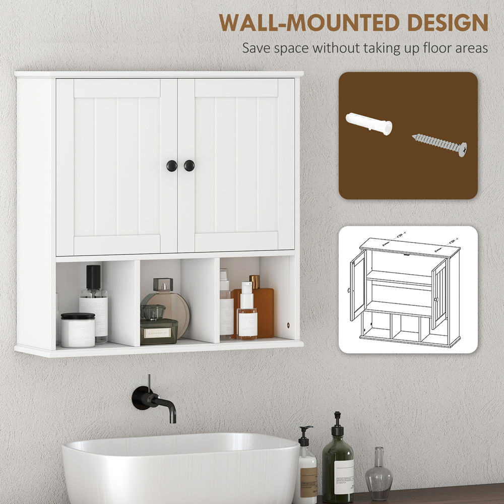 Portland 2 Door 3 Shelf White Wall-Mounted Bathroom Storage Cabinet Image 5