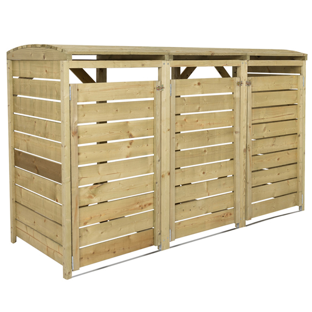 Charles Bentley Wood Triple Bin Storage Cupboard Image 1