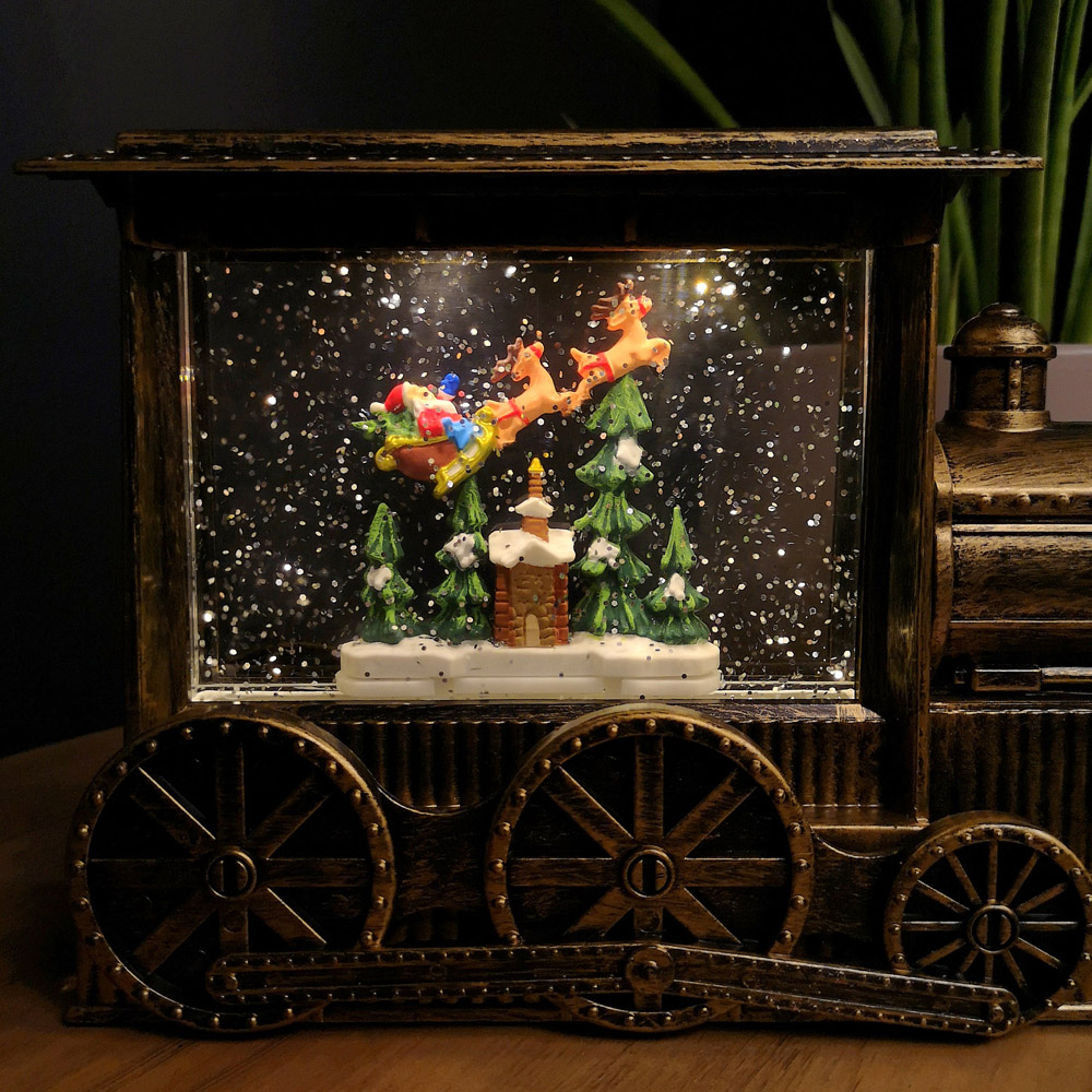 Samuel Alexander Light Up Gold Christmas Train with Santa Scene Water Spinner 29cm Image 5