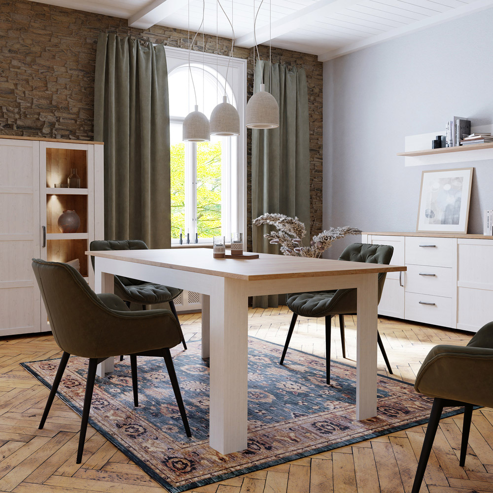 Florence Bohol 4 Seater Extending Dining Table Riviera Oak and White Image 6