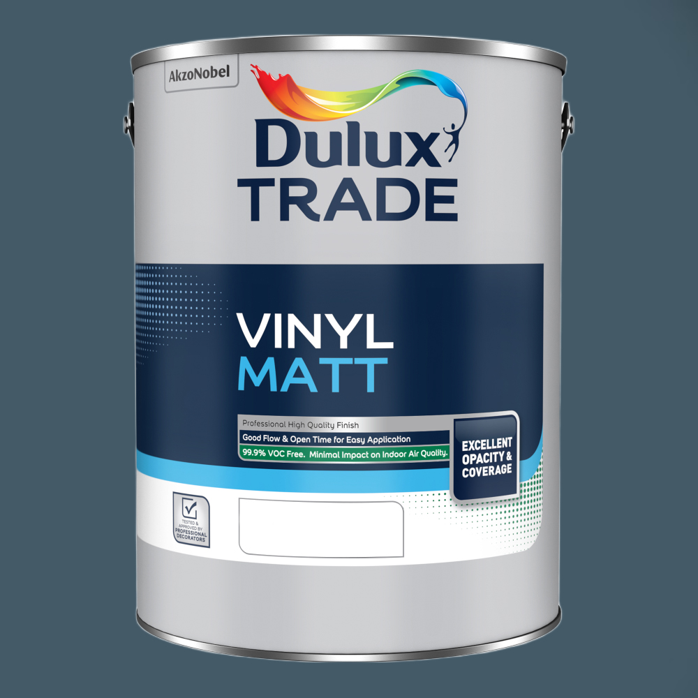 Dulux Trade Midnight Teal Walls and Ceilings Vinyl Matt Paint 5L Image 2
