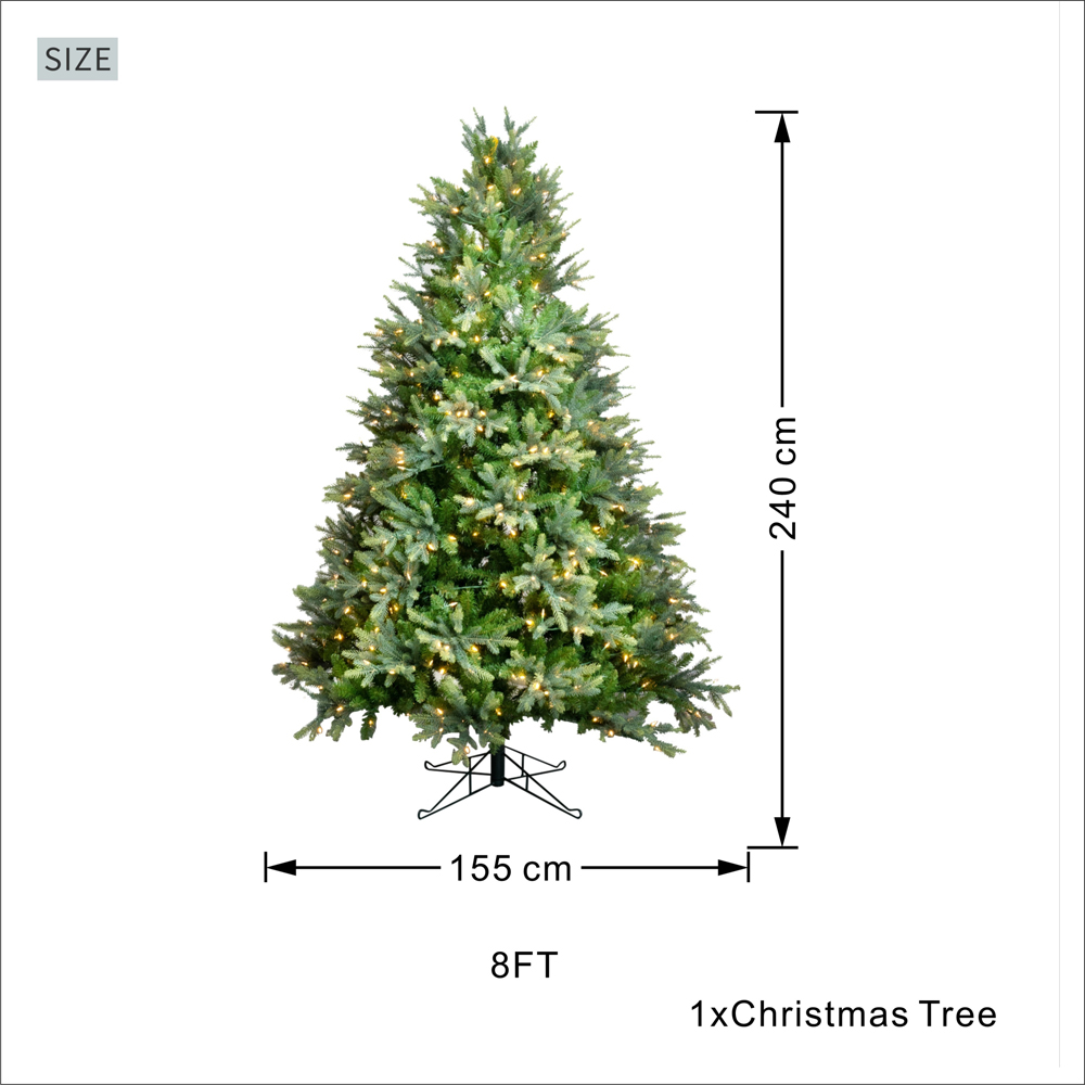 Abrihome 700 Warm White LED Pre-Lit Grand Fir Artificial Christmas Tree with 2615 Mixed Tips 8ft Image 9
