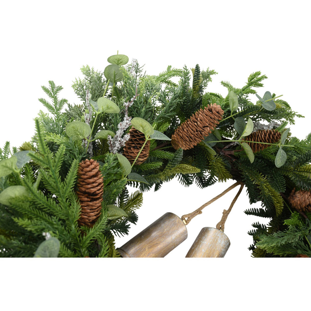 Vintage Bells and Pinecone Wreath Green Image 2