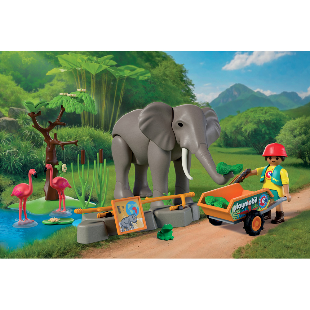 Playmobil Elephant with Zoo Keeper Playset Image 5