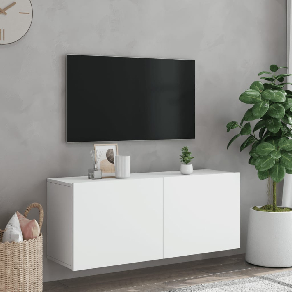 vidaXL 2 Door White Wall Mounted TV Cabinet Image 9