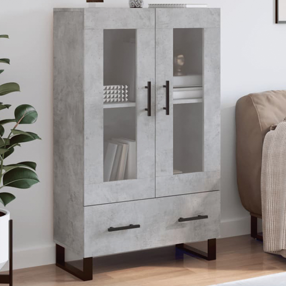 vidaXL Single Door 2 Drawer 2 Shelf Grey Highboard Image