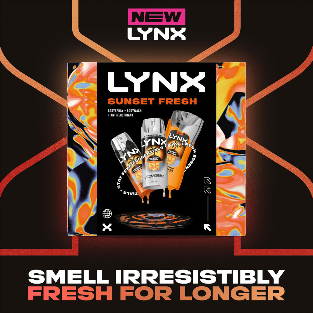 Lynx Sunset Fresh Tropical Mango and Mandarin Scent Bodywash and Bodyspray Men Trio Gift Set Image 6