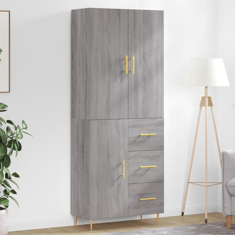 vidaXL 3 Door 3 Drawer Grey Sonoma Highboard Image 1