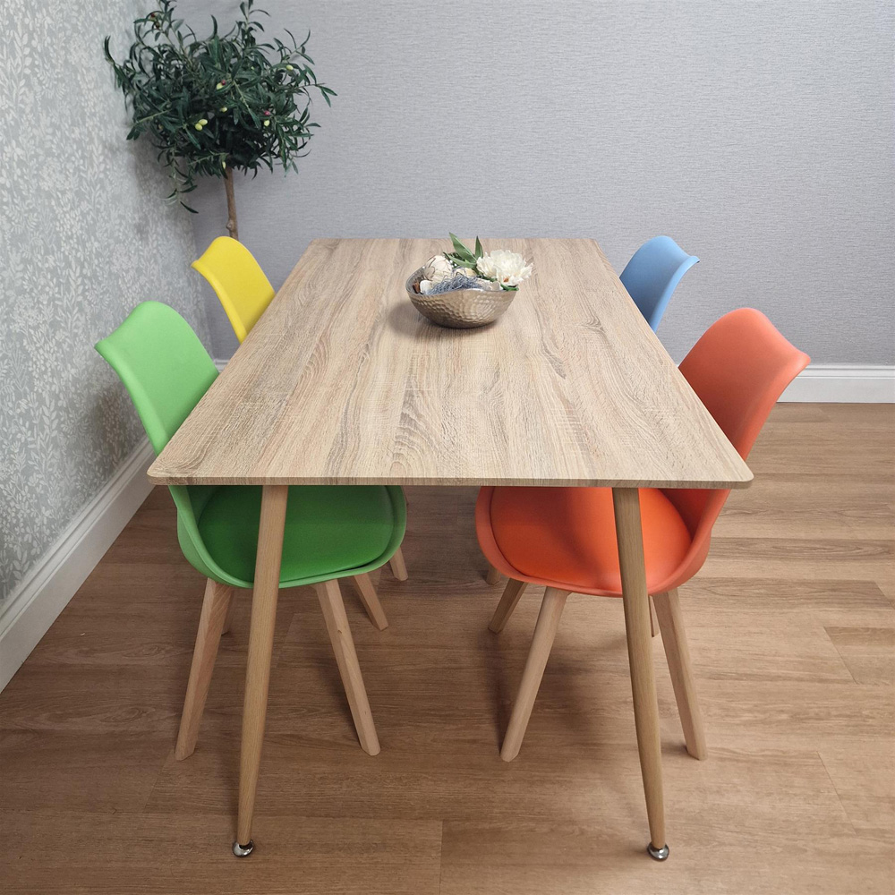 Kosy Koala 4 Seater Wood Effect Faux Leather Dining Set Multicolour Image 8