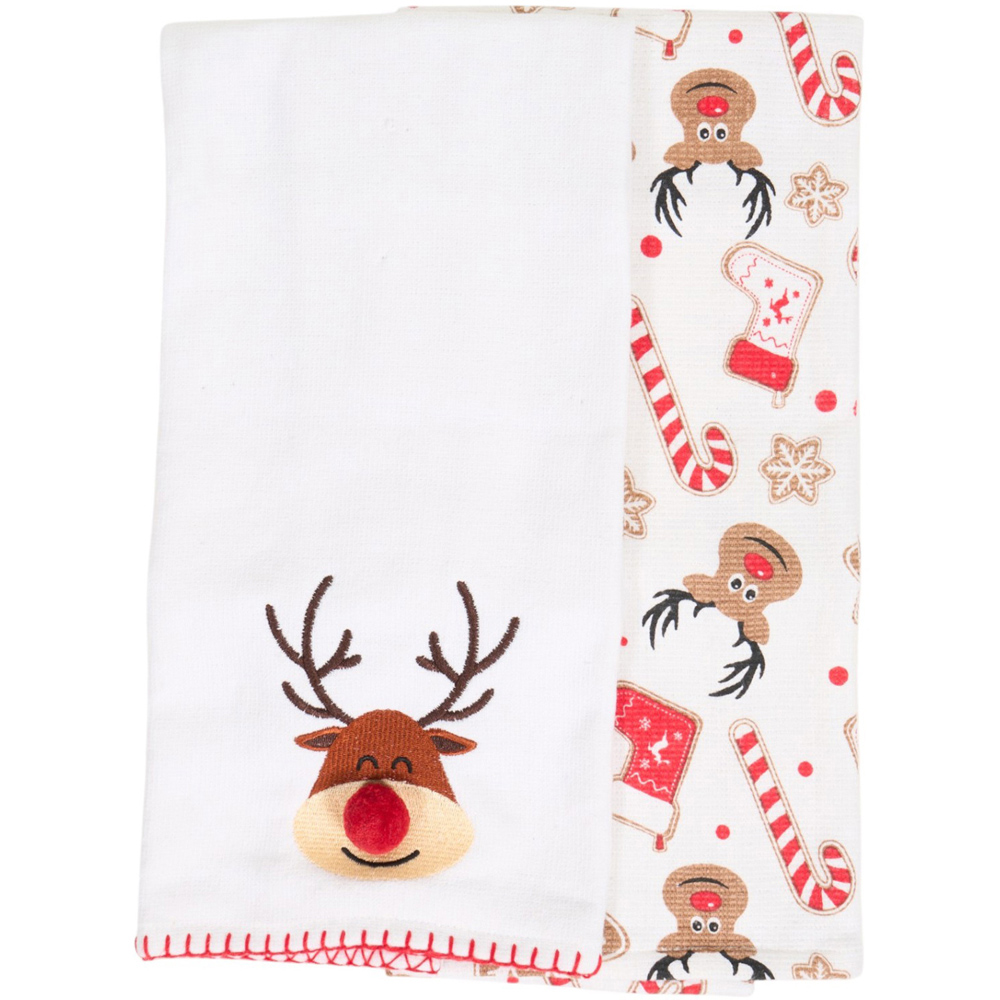 Pack of 2 Reindeer or Gingerbread Tea Towels Image 8