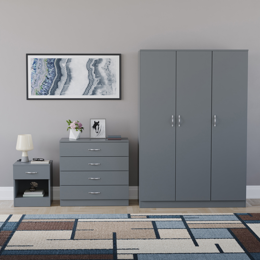 VIDA DESIGNS Riano Grey 3 Piece Bedroom Furniture Set Image 2